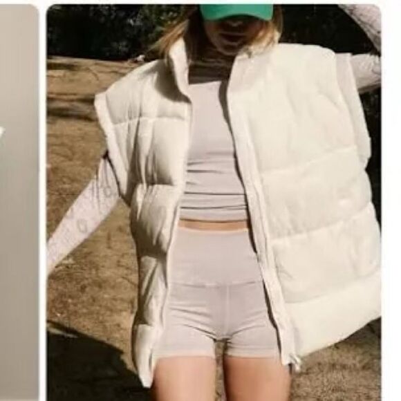 New Free People In A Bubble Puffer Vest Short Sleeve Jacket White S - Picture 1 of 7